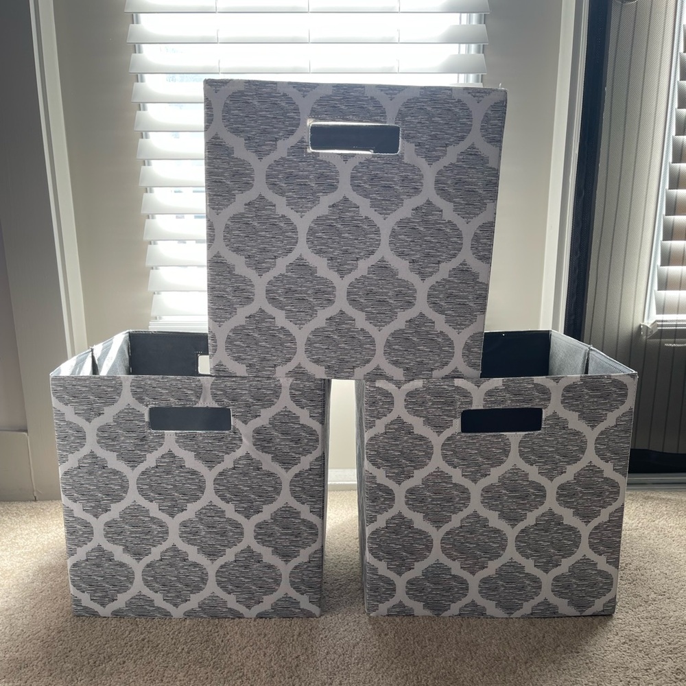 Set of 3 - Fabric Storage Bins - 13”x13”
Gray and White Design